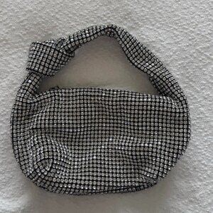 Knot Handle Rhinestone Evening Bag
